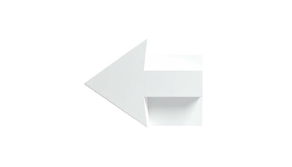 Simple white arrow, pointing left, with subtle shadow on a stark black background