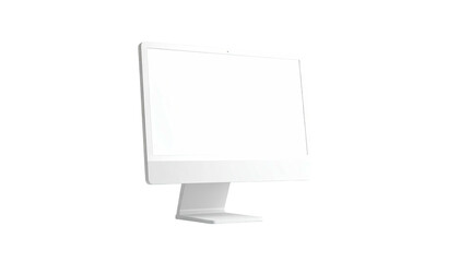 A sleek, white computer monitor, angled and isolated on a stark black background