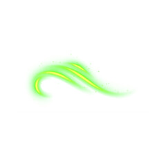 Abstract green light trail on white background.