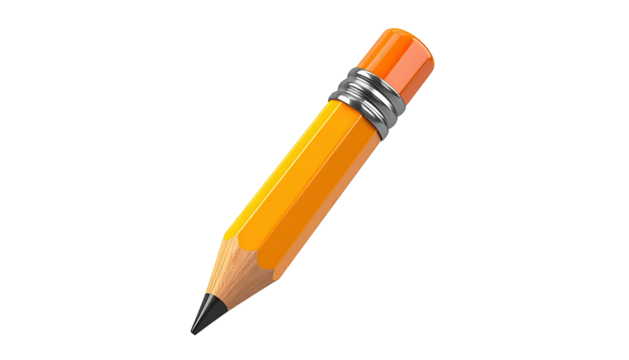 Yellow writing implement with eraser and silver band, isolated on black background