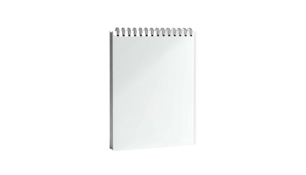 An empty, upright spiral-bound notepad against a stark black background