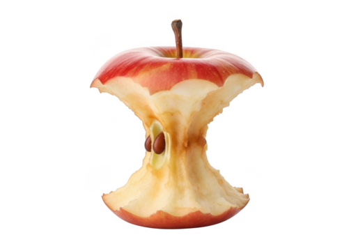 High-resolution apple core fruit food waste organic remains pomace isolated stock photo image illustration vector graphic isolated on transparent background