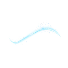 Abstract light wave with sparkling particles on white background.