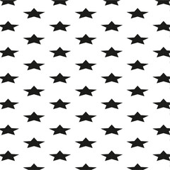 Black Five- Pointed Stars on White Background Pattern