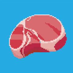 pixel art beef, vector illustration on isolated background.
