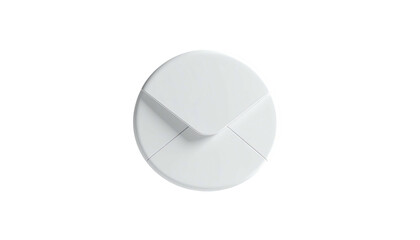 A floating white circular graphic representing a mail icon on a black background