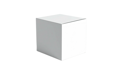 Isolated three-dimensional white cube on a stark black background