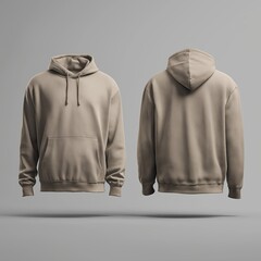 Realistic high-resolution product image of a beige-colored hoodie