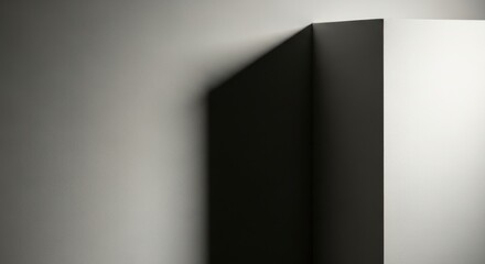 Minimalist architectural detail of a corner with dramatic light and deep shadow.