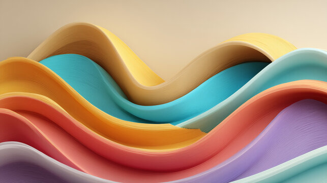 Pastel wave background design for website banner and abstract wallpaper with colorful layers effect 3d render
