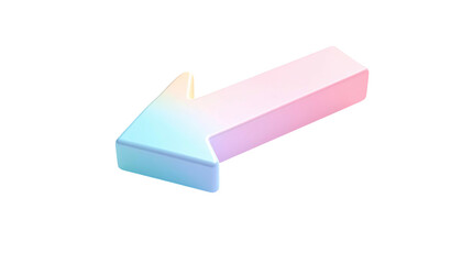 3D rendering of an arrow pointing left, pastel gradient, black background