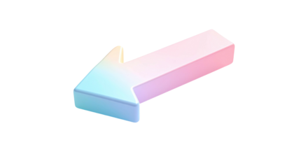 3D rendering of an arrow pointing left, pastel gradient, black background
