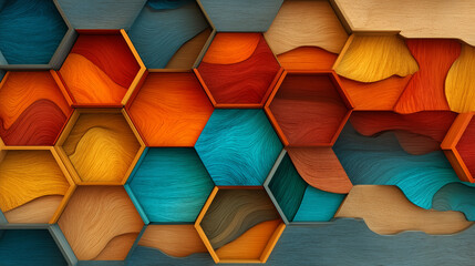 Colorful hexagon pattern background texture abstract geometric design for wallpaper and art print 3d render