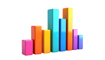 3D colorful bar chart representing data trends against a black background