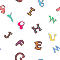 seamless pattern colorful English's alphabet, alphabet A B C D E F G H I J K L M N O P Q R S T U V W X Y Z