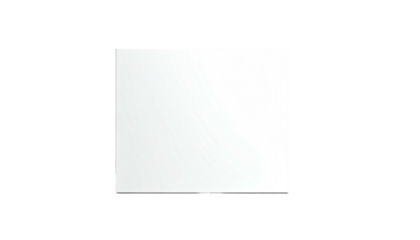 Bright white square floats on a black background, with a slight gradient