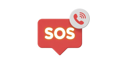 Emergency SOS call notification icon for help, support, or assistance needed now