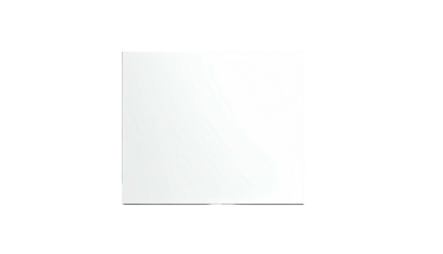 Bright white square floats on a black background, with a slight gradient