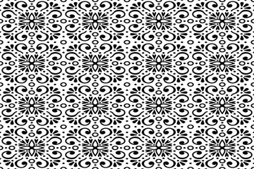 Black and White Ornamental Floral Pattern decorative