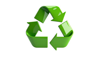 Obraz premium Green three-arrow symbol against a black background, signifying recycling