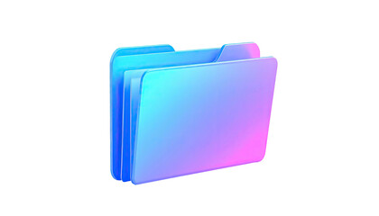 A 3D render of a vibrant, glowing blue and pink folder on a black background