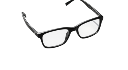 Blackframed reading glasses with clear lenses, isolated on transparent background