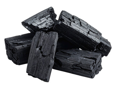 Pile of charred wood pieces