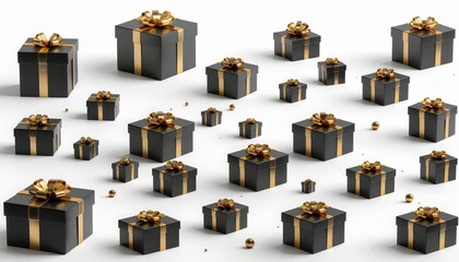 Scattered Black and Gold Presents