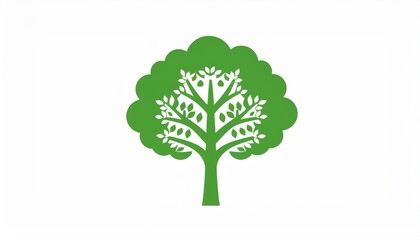 Green Stylized Tree with Leaves