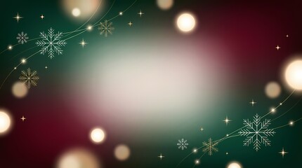 Festive holiday background with snowflakes, bokeh lights, and sparkling stars on a gradient backdrop