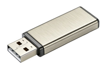 Modern brushed metal USB flash drive with a black border for portable data storage and secure information transfer, ideal for technology marketing and device accessory concepts.