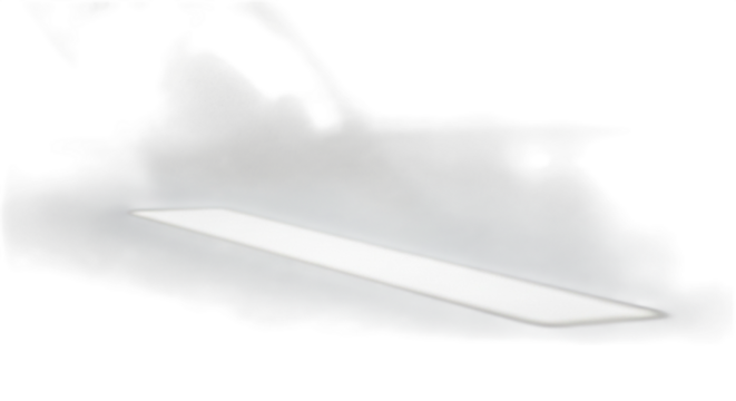 A minimalist rectangular white panel casting a subtle shadow, isolated on transparent background