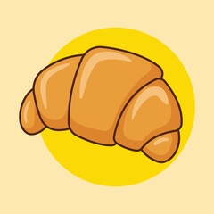 Cute Cartoon Croissant Pastry Icon Illustration
