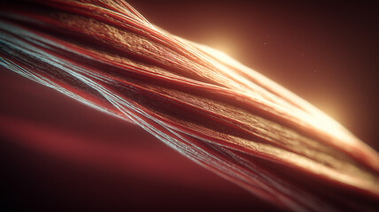A muscle fiber concept showcasing layered biological strands to represent strength, human anatomy, endurance and physical capability.
