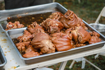 Pork leg rice, Thai food