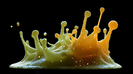 A dynamic liquid splash concept showcasing energetic motion and symbolic transformation for creative scientific and artistic interpretations.
