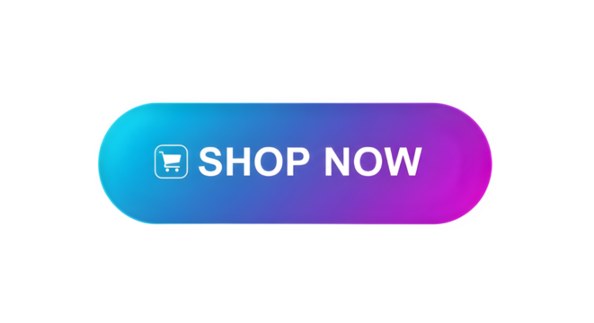 Vibrant shop now button with shopping cart icon and gradient background - Powered by Adobe