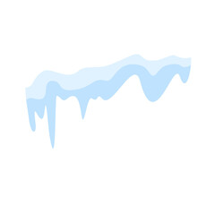 Winter icicles and snow cap isolated on white background.