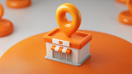 A small business location icon illustrating commercial presence, retail positioning and the conceptual connection between physical stores and geographic identification.
