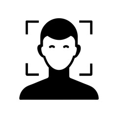 Face Scan Icon Minimal Clean Biometric Recognition Technology Line Art Vector illustration