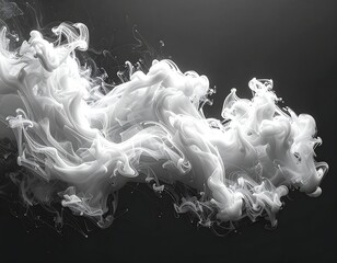 Black background with swirling, luminous, cloud-like white shapes