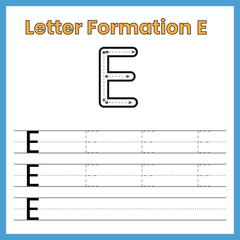 Capital Letter E Inside Formation Worksheet – Handwriting Tracing Template