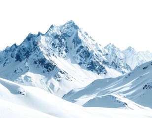 Snow-covered mountain peak against a black background