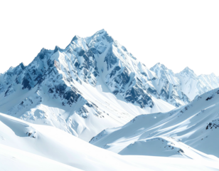 Snow-covered mountain peak against a black background