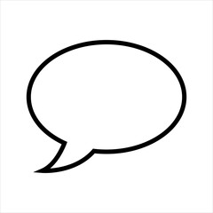 Simple black and white speech bubble illustration for communication and design
