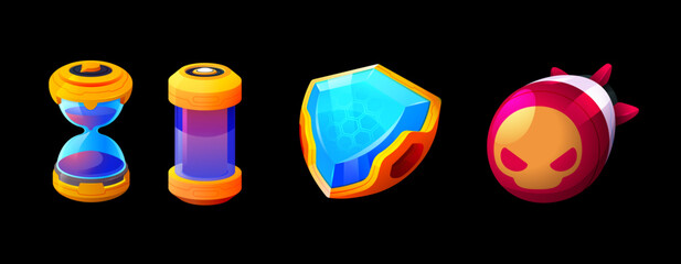 卡通科幻游戏UI 3D精致技能图标