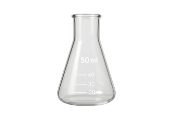 Erlenmeyer flask with volumetric markings on transparent background
