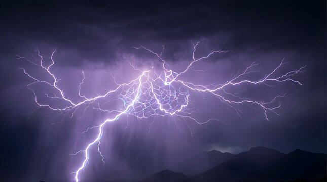 Electric Purple Lightning Energy Abstract Power
