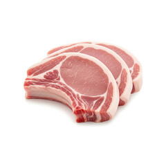 Raw thick-cut chops isolated on white background. Clipping path.