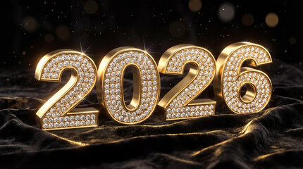 2026 Golden Diamond New Year Celebration on Black Velvet